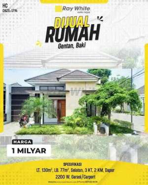 Dijual Rumah Hook Bagus Dan Siap Huni Cluster Di Gentan Solo lokasi di Pajang, tersedia melalui melalui situs Olx