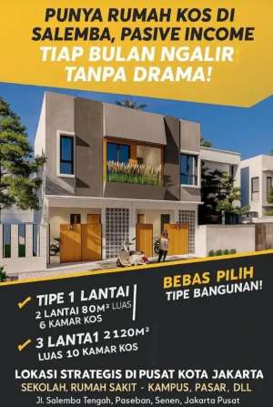 JUAL Kosan SALEMBA 10 KAMAR Kost di Jl. Salemba Tengah, Paseban, Senen, Kota Jakarta Pusat, DIJUAL lokasi di Kelapa Gading, tersedia melalui melalui situs Olx