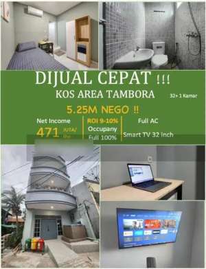 Kost Exclusive 32 Kamar Full Penghuni Gedong Panjang roi tinggi lokasi di Tambora, tersedia melalui melalui situs Olx