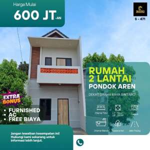 Rumah 2 lantai Siap Huni strategis dekat Bintaro lokasi di Pondok Aren, tersedia melalui melalui situs Olx