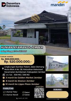 Rumah lelang jember perum demang harga dibawah pasar lokasi di Kaliwates, tersedia melalui melalui situs Olx