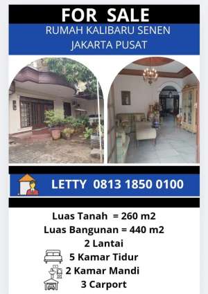 Rumah Siap Huni 2 Lantai Kalibaru Jakarta Pusat Rp 5.5 M Nego lokasi di Senen, tersedia melalui melalui situs Olx