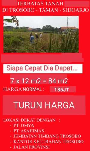TANAH MURAH BERKAH DI TROSOBO SIDOARJO SIAP BANGUN... lokasi di Taman, tersedia melalui melalui situs Olx