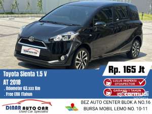 Jual bekas 2018 Toyota Sienta 1.5 V MPV,lokasi di Banten