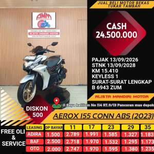 Jual bekas AEROX 155 CONN ABS 2023 PAJAK HIDUP CC 0 KREDIVO TOKPED SPAYLETTER,lokasi di Tapos