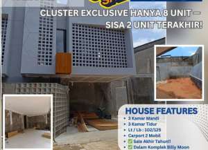 CLUSTER EXCLUSIVE PONDOK KELAPA BILLY MOON HANYA 8 UNIT SISA 2 UNIT TERAKHIR S547 lokasi di pondok-kelapa-1, tersedia melalui melalui situs Lamudi