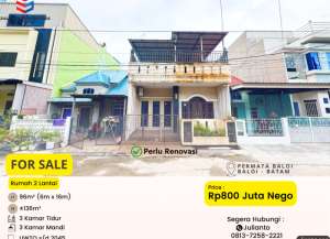 Dijual CEPAT Rumah 2 Lantai di Permata Baloi Batam lokasi di batu-selicin, tersedia melalui melalui situs Lamudi