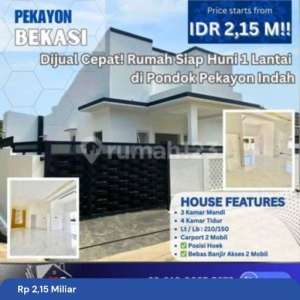 Dijual Cepat Rumah Siap Huni 1 Lantai di Pondok Pekayon Indah Akses 2 Mobil Bebas Banjir S327A , tersedia melalui melalui situs Rumah123