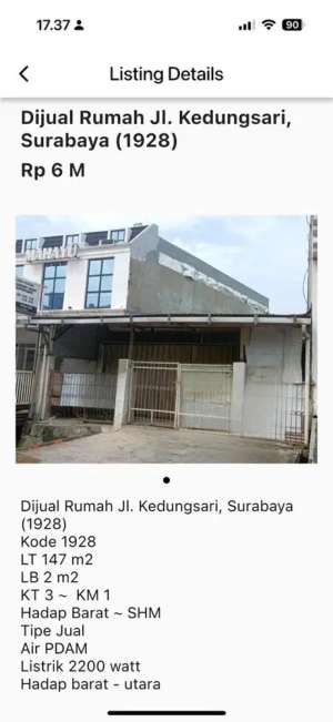 Dijual Rumah pinggir Jalan Kedungsari, Surabaya lokasi di Gubeng, tersedia melalui melalui situs Olx