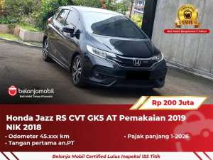 Jual bekas GARANSI 5THHonda Jazz RS CVT GK5 AT Hitam 2018 2019,lokasi di 