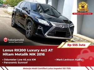 Jual bekas GARANSI 5THLexus RX200 RX 200 Luxury 4x2 AT Hitam 2016 2017,lokasi di 