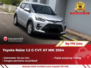 Jual bekas GARANSI 5THToyota Raize 1.2 G CVT AT 2024 2025,lokasi di 