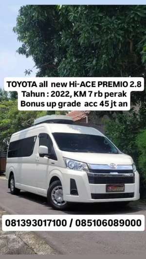 Jual bekas km 7rb,Hi-ACE PREMIO 2.8 Upgrade 15 seat OEM Original hi-ace,Th2022,lokasi di 
