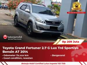 Jual bekas RAWATANTOYOTA FORTUNER 2.7 G LUXURY BENSIN TRD SPORTIVO 2014 SILVER,lokasi di 
