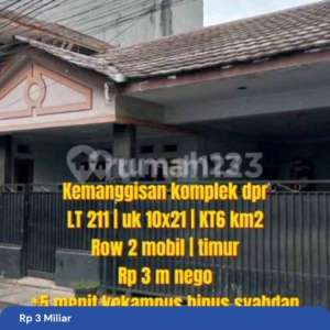 Rumah 1 Lantai Butuh Renov Lebar 10 Meter Dekat Taman Komplek Dpr Kemanggisan Jakarta Barat , tersedia melalui melalui situs Rumah123