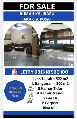 Rumah 2 Lantai Kalibaru Jakarta Pusat Rp 6.9 M Nego lokasi di Kemayoran, tersedia melalui melalui situs Olx