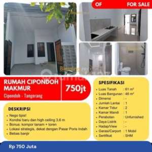 Rumah Cipondoh Makmur , tersedia melalui melalui situs Rumah123