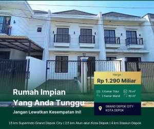Rumah Dijual SIAP HUNI Bergaya Eropa Area Grand Depok City Dekat Jl Margonda Stasiun Depok AR110 lokasi di Beji, tersedia melalui melalui situs Olx
