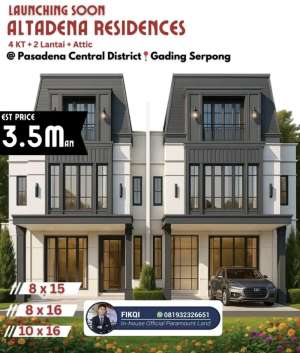 Rumah Mewah Altadena Residences Harga Terbaik Launching Perdana lokasi di Serpong Utara, tersedia melalui melalui situs Olx