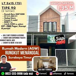 rumah rungkut surabaya, rumah minimalis modern, rumah siap huni, rumah baru 2 lt lokasi di Tenggilis Mejoyo, tersedia melalui melalui situs Olx