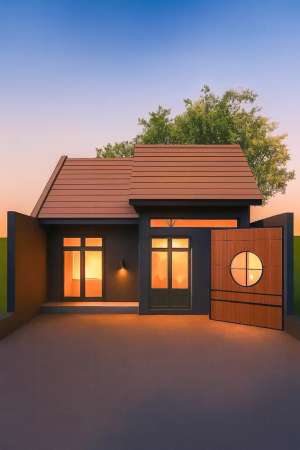 Rumah Siap Bangun Dekat Tol BanyurejoDesain Japandi Tropis lokasi di Tempel, tersedia melalui melalui situs Olx