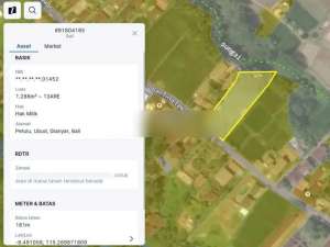 Tanah premium los sungai dan sawah di jalan utama, Central Ubud lokasi di Ubud, tersedia melalui melalui situs Olx