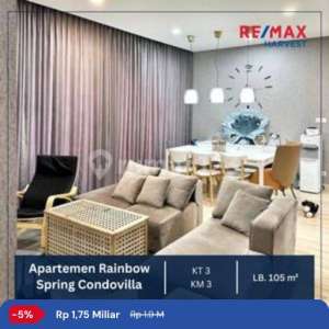 Best Price Apartemen 3br Sangat Murah Full Furnished Lantai Paling Atas View Taman Di Apartemen Rainbow Spring Condovilla, Gading Serpong , tersedia melalui melalui situs Rumah123