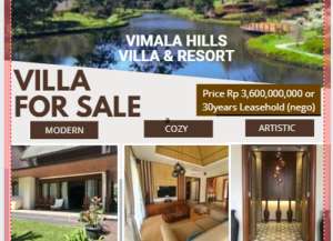 DIJUAL MURAH VILLA CANTIK DI VIMALA HILLS RESORT lokasi di ciawi, tersedia melalui melalui situs Lamudi