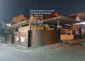 DIJUAL RUMAH HOOK 250M2 INTERNATIONAL VILLAGE CITRALAND SURABAYA BARAT lokasi di sambikerep, tersedia melalui melalui situs Lamudi