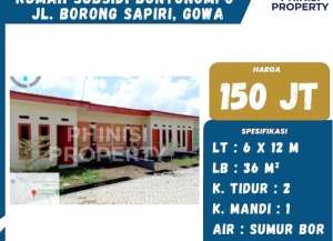 DIJUAL RUMAH MURAH CUMA 150 JUTAAN DI BORONG SAPIRI GOWA lokasi di bontomarannu, tersedia melalui melalui situs Lamudi