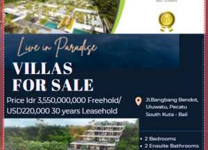 DIJUAL VILLA MODERN HIDEAWAY VILLAS ULUWATU BALI, BAGUS UTK INVESTASI lokasi di pecatu, tersedia melalui melalui situs Lamudi
