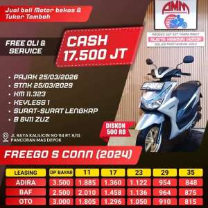 Jual bekas FREEGO S 125 CONN 2024 PAJAK HIDUP KM LOW LIKE NEW CC 0 KREDIVO GOPAY,lokasi di Cilodong