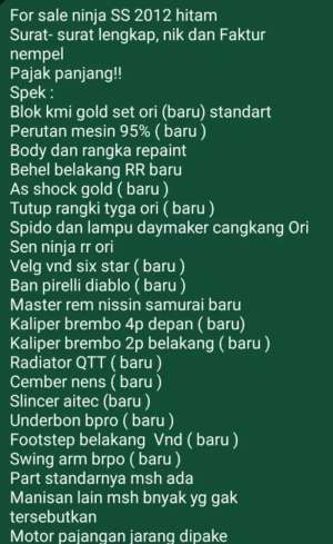 Jual bekas Ninja Ss Black Full Modifikasi,lokasi di Pondok Melati