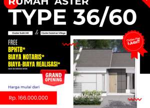 Promo Rumah Aster 3660 Subsidi Untuk Warga Beji Pasuruan Cicilan 1Jt Tanpa DP lokasi di ",
          price: `166000000`,
          currency: `IDR`
    };


    let pageData = {
        viewPhoneModalField: , tersedia melalui melalui situs Lamudi