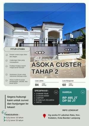 RUMAH CLUSTER DI KEDATON DEPAN MALL MBK lokasi di Kedaton, tersedia melalui melalui situs Olx