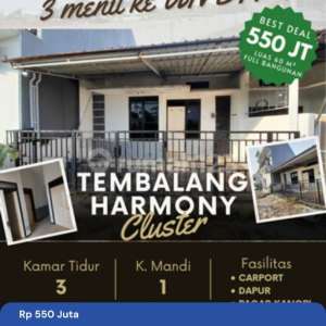 Rumah Cluster Tembalang Harmony Dekat Kampus Undip Gondang Mulawarman , tersedia melalui melalui situs Rumah123