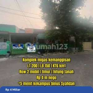 Rumah Hitung Tanah 1 Lantai Lebar 10 Meter Dalam Komplek Migas Strategis Dekat Ke Kampus Binus Syahdan Kemanggisan Jakarta Barat , tersedia melalui melalui situs Rumah123