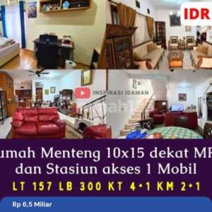 Rumah Menteng 10x15 akses 1 Mobil dekat MRT dan Stasiun , tersedia melalui melalui situs Rumah123