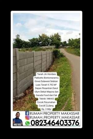 Trn harga jl Hombes Pakkatto Gowa Sulawesi Selatan LT 9.792 lokasi di Bontomarannu, tersedia melalui melalui situs Olx