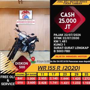 Jual bekas YAMAHA WR 155 R TH 2020 KM SERIBU BODY MULUSS FULL ORI SIAP PAKAI,lokasi di Pasar Minggu