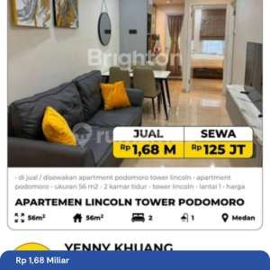 - di JualDisewakan Apartment Podomoro Tower Lincoln , tersedia melalui melalui situs Rumah123