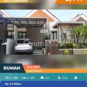 Dijual Rumah Cantik Modern 2Lt Full Furnish Ada Taman Depan Carport Sudah Berkanopi dan Sudh Terpasang Penangkal Petir di Kawasan Cluster Mewah Lokasi Strategis Dekat Pusat Kuliner dan Kampsu Machung di Austinville Tidar Malang Kota H083 , tersedia melalui melalui situs Rumah123