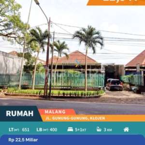 Dijual Rumah Klasik Daerah Gunung-Gunung, Klojen Kota Malang , tersedia melalui melalui situs Rumah123