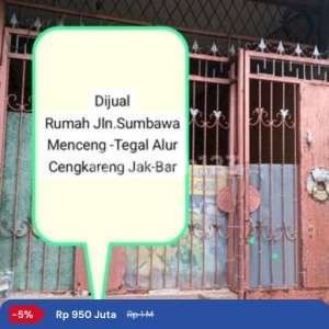 Dijual Rumah Sumbawa Cengkareng Murah 2 Lt , tersedia melalui melalui situs Rumah123