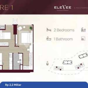 Jual di Bawah Harga Market Apartement Baru 2 BR The Elevee - Alam Sutera - Tangerang Selatan , tersedia melalui melalui situs Rumah123