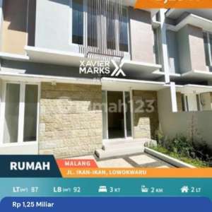 Rumah Baru 2 Lantai Siap Huni di Jalan Ikan Ikan Lowokwaru Malang , tersedia melalui melalui situs Rumah123