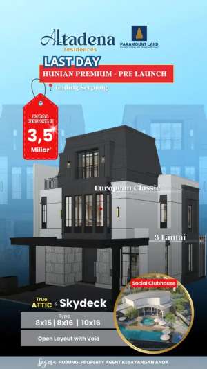 Rumah paramount serpong3lt3,5Maja , tersedia melalui melalui situs Olx