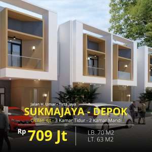RUMAH TYPE 70 Luas Tanah 63 MeterSukmajaya Depok 6 Menit ke Stasiun , tersedia melalui melalui situs Olx