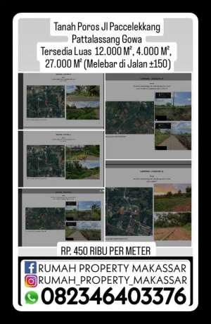 Tanah Poros Jl Paccelekkang Pattalassang Gowa Sulawesi Selatan 12.000 lokasi di Pattallassang, tersedia melalui melalui situs Olx