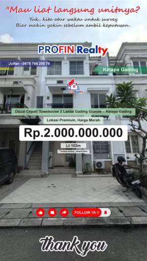 Townhouse gading grande, Kelapa Gading Dibawah NJOP , tersedia melalui melalui situs Olx